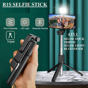 Selfie Stick with Light & Tripod | Bluetooth Remote