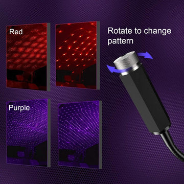 USB Star Projector Light – 3 Modes Flexible Car Roof Night Lamp